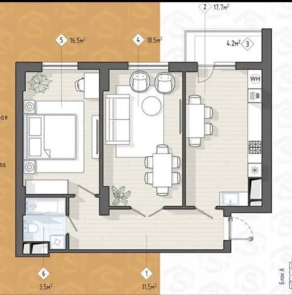 Квартира 2 ком ЖК Shoshkent, 70м² Яккасарайский район, Шота Руставели