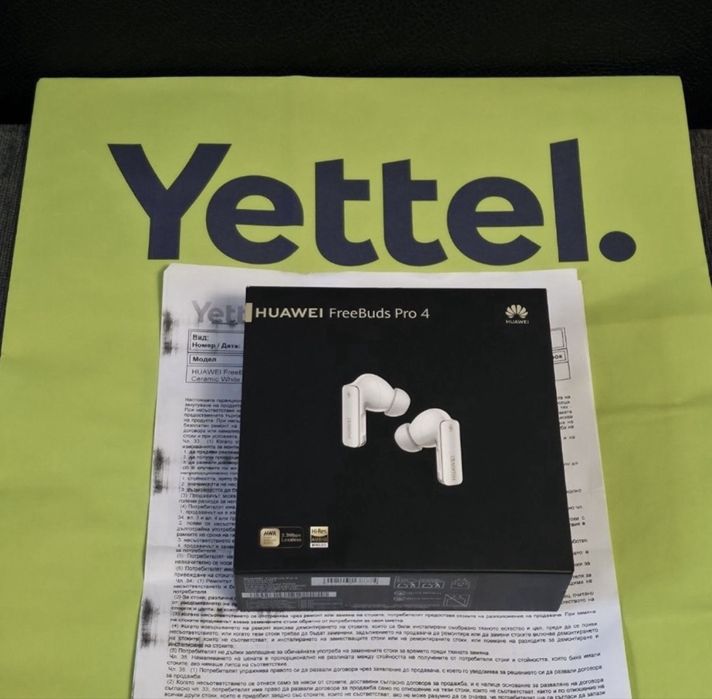 ЧИСТО НОВИ Huawei FreeBuds Pro 4 Гаранция Yettel 2027г. БЯЛ / white