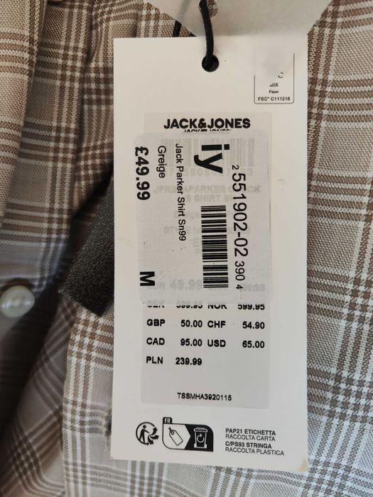 Риза с дълъг ръкав Jack & Jones сиво каре