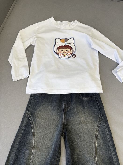 Джинсы и лонгслив 140 см