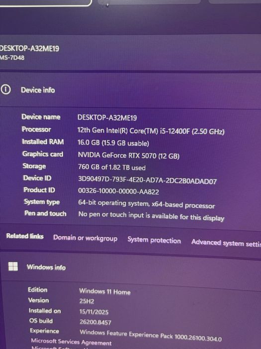 Vand pc gaming rtx 5070