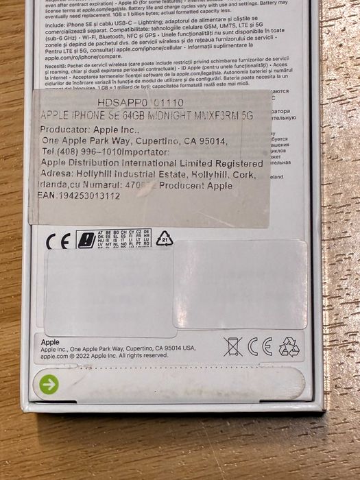 Iphone SE3 2022, Nou GARANTIE sigilat, neactivat, liber de retea.