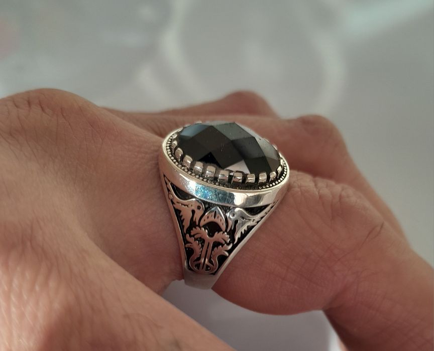 Кольцо мужское серебряное. Перстень.