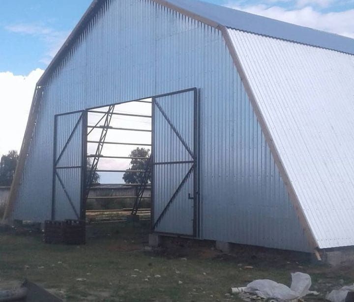 Ангар шатровый каркасный