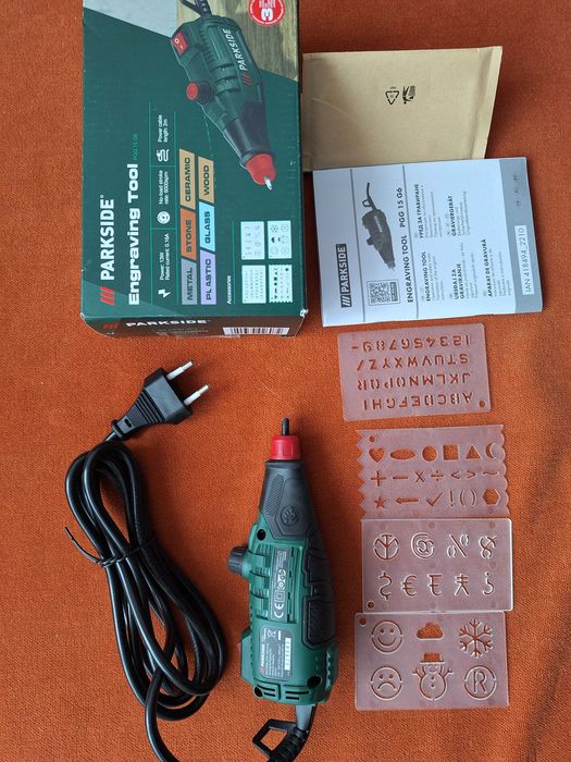 Aparat pentru gravat pe sticla, fier, lemn piatra model Parkside PGG 15 A, nou nefolosit;