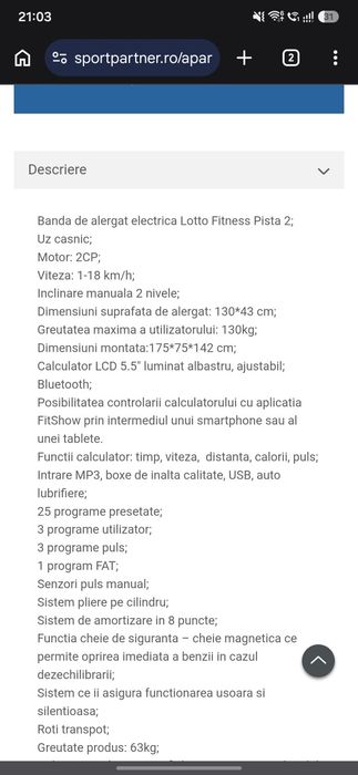 Banda de alergat Lotto Fitness Pista 2
