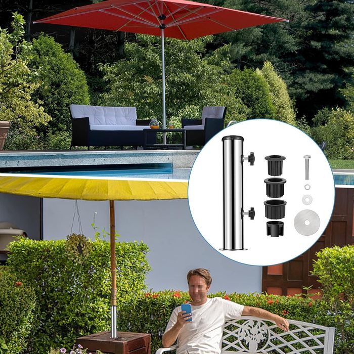 Универсална стойка за чадър от неръждаема стомана с адаптери