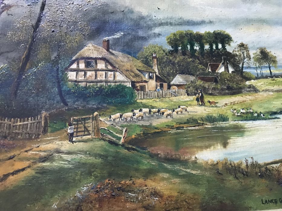 Pictura Tablou vintage in ulei pe PFL, din UK 71 x 58cm