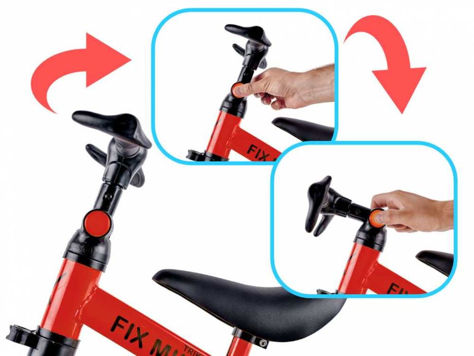 Tricicleta copii Ikonka Trike Fix Red cu pedale, 3 in 1 pana la 30kg
