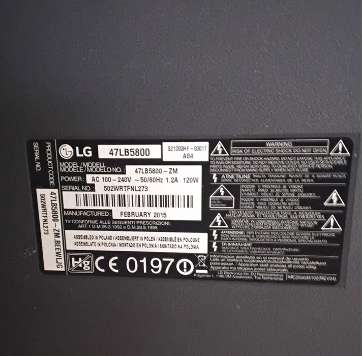TELEVIZOR LG pentru piese SMART 47LB5800-ZM