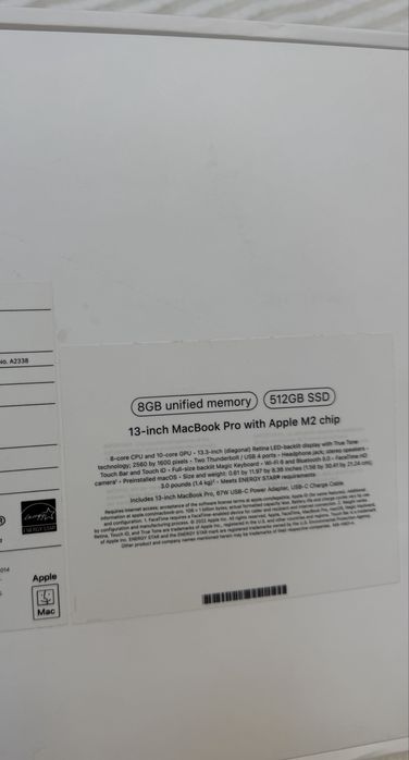 MacBook Pro 13” M2, 8/512 ГБ, Space Gray.