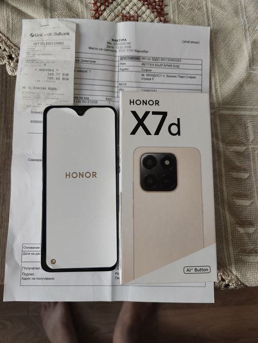 Нов телефон Honour X7d 8rom 256п амет