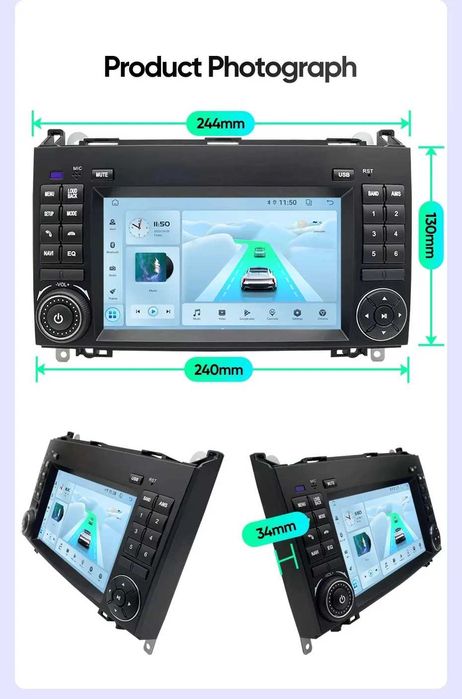 Navigatie Android 15 Mercedes Vito Viano Sprinter / VW Crafter Carplay