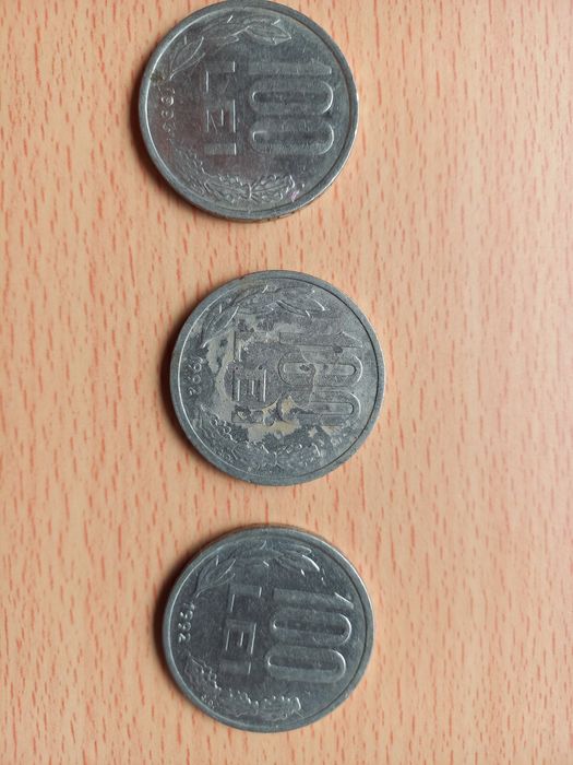 3 monede 100 lei din 1992 si 1993