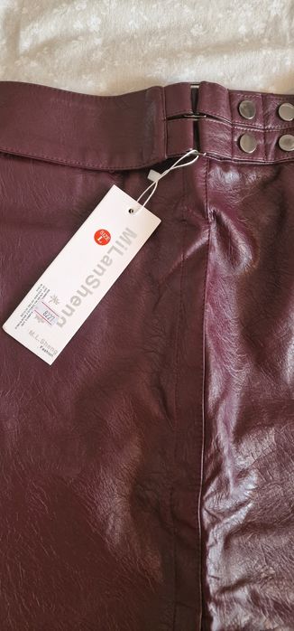 Юбка эко кожа, бордо