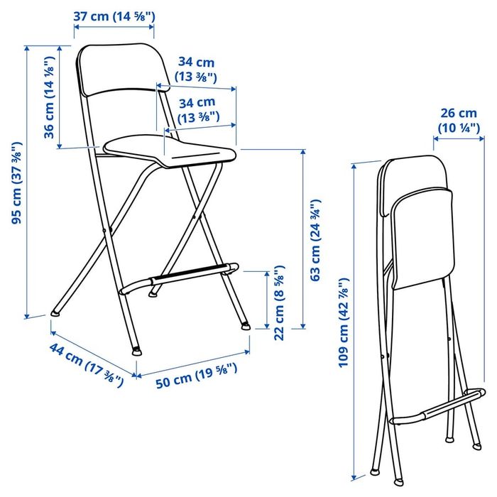 3 Scaune  bar cu spătar, pliante, înălțimea blatului  63 cm