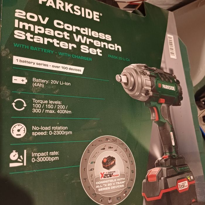 Cheie de impact Parkside PASSK 20 Li C4 – Nouă, Sigilată – Super preț!