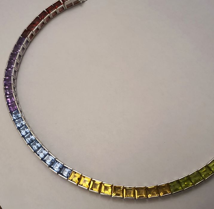 splendida bratara tennis aur 14k cu mix de pietre naturale
