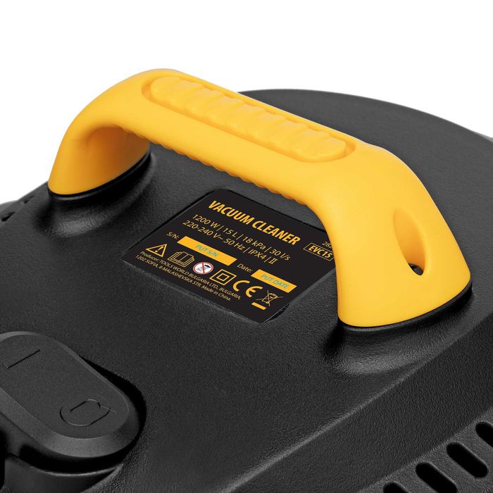 Строителна прахосмукачка EVC15, 1200 W, резервоар 15 л, 2 м маркуч // Denzel - 282017