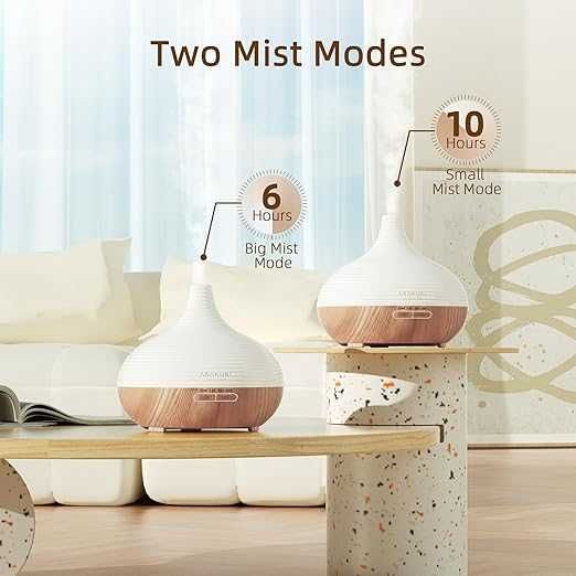 Арома дифузер за ароматерапия ASAKUKI, LED осветление, 300 ml