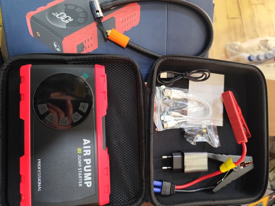 Pover bank avto jump starter with air pump