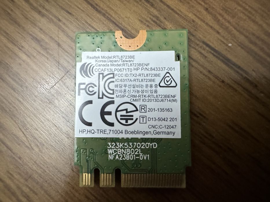 Wi-Fi/Bluetooth модуль Realtek RTL8723BE + комплект антенн HP