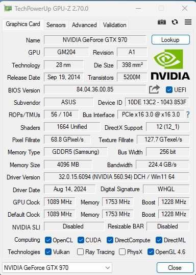 Placa video Asus GTX 970 TURBO OC 4GB DDR5 256-bit.