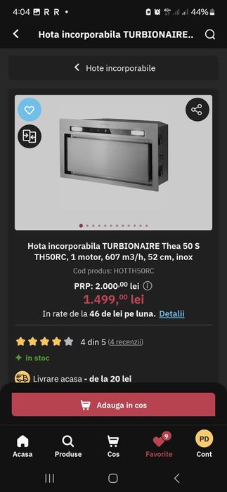 Hotă incorporabilă cu telecomanda, nouă, nefolosită