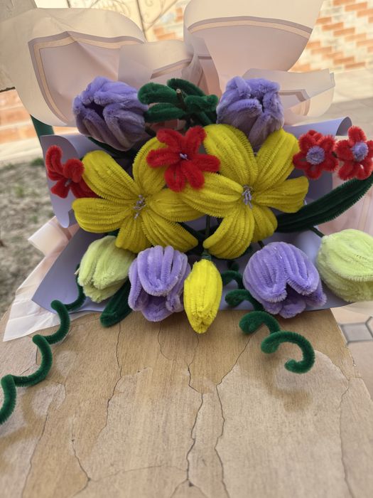 Букет из синельной(пушистой) проволки