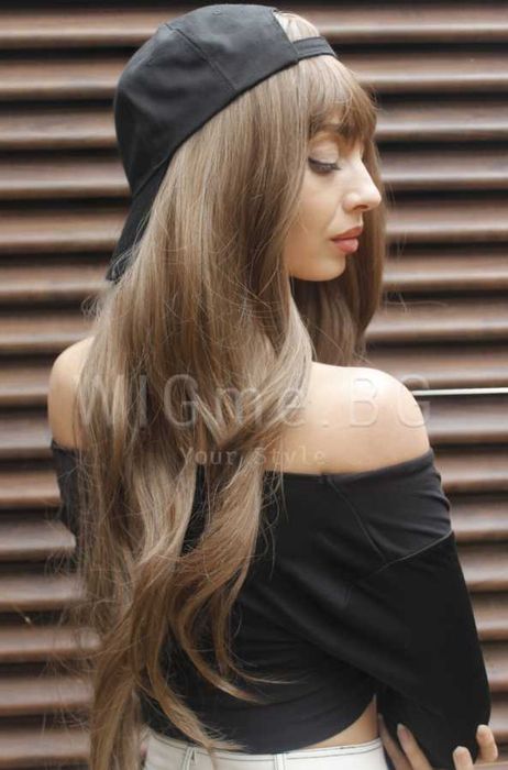 Дълга чуплива тъмноруса перука Мирея