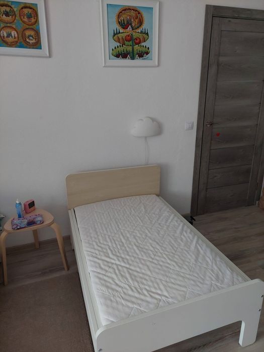 Pat copii IKEA SLAKT | SLÄKT extensibil + somiera + saltea