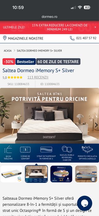 Saltea Dormeo iMemory Silver III Mattress 120x200cm