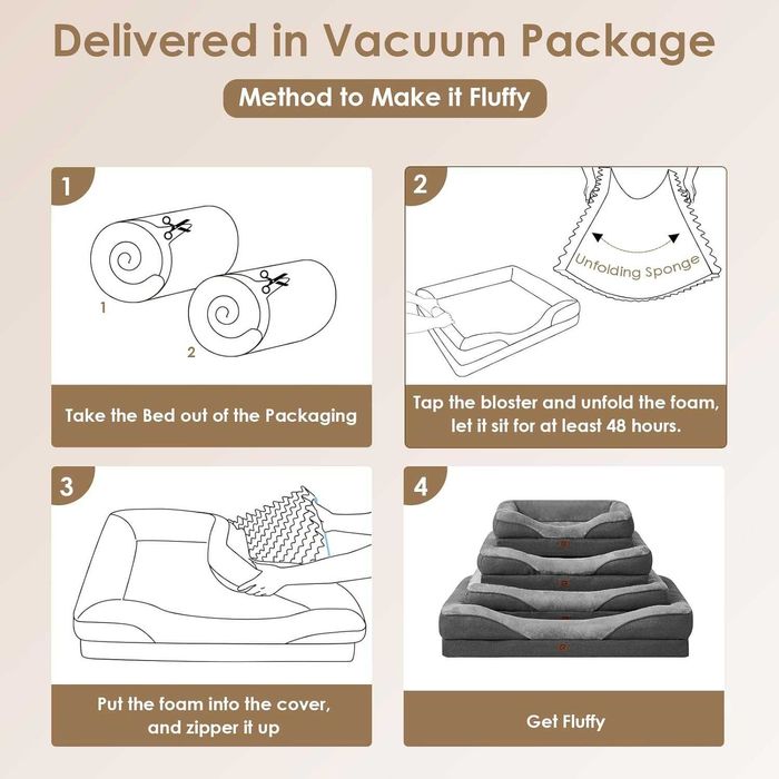 Ортопедично легло за големи кучета EHEYCIGA, 106,5x76x18,5 см, сив