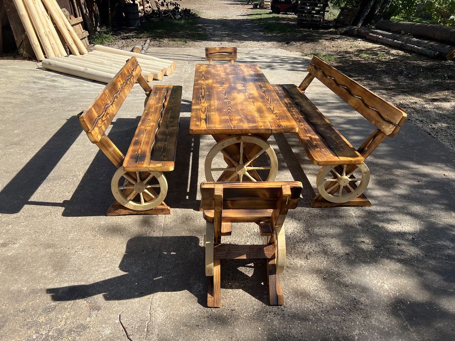 Leagan rustic din lemn masiv rotund