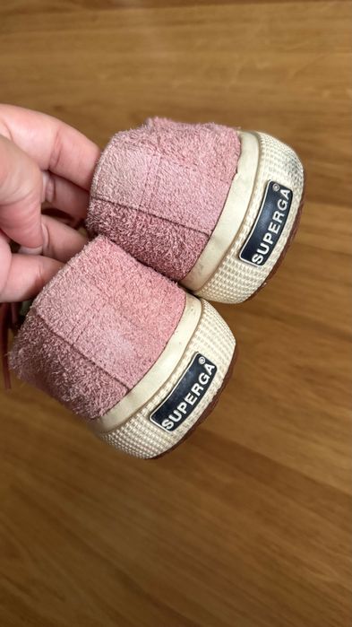 Tenisi Superga, piele intoarsa roz-corai