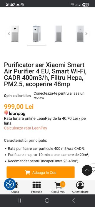 Vand purificator de aer xiaomi 4.