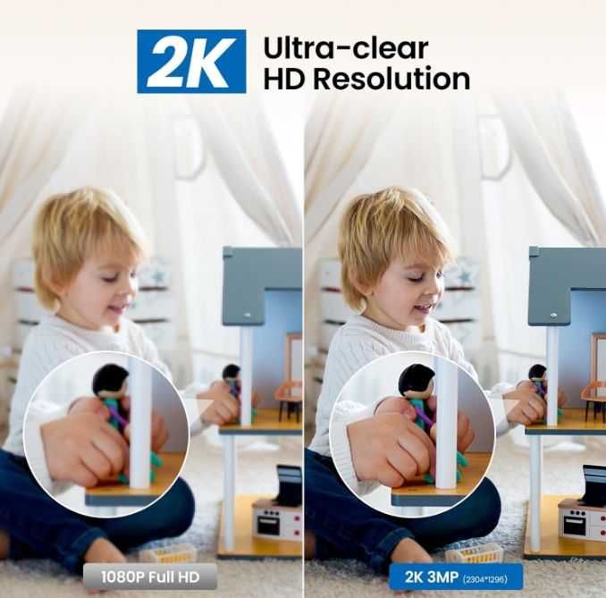 Camera video pentru bebelusi Cinnado, camera 2K, 360°, alb