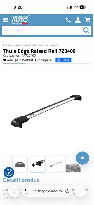 Picioare Thule Edge Raised Rail 720400
