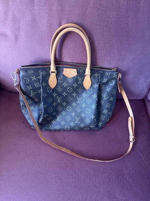 Poseta  canvas si manare din piele naturala