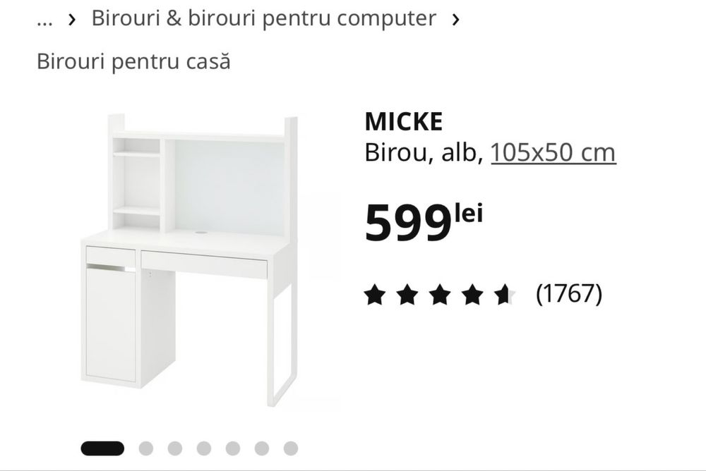 Birou modern alb cu panou magnetic și spații de depozitare, stare Impecabilă!