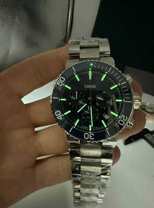 ORIS Aquis Chron сребристо-синьо