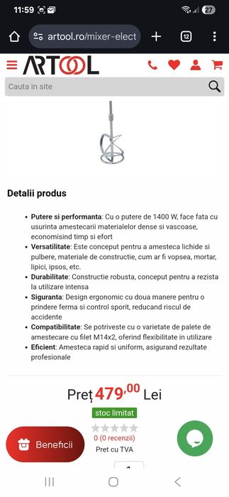 Mixer mortar Burley  1400 W