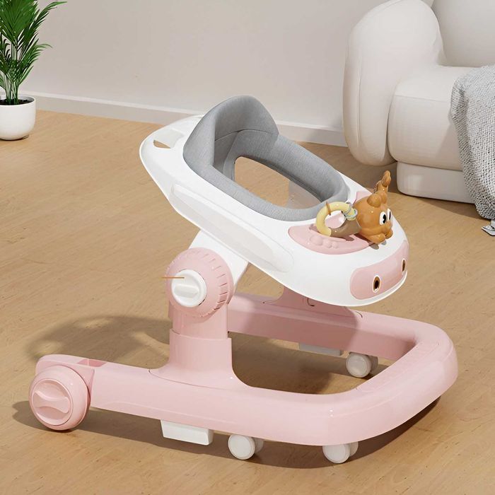 Premergator Nou,Multifunctional cu Roti Model Iepuras, Roz