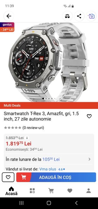 Smartwatch Amazfit T-Rex 3