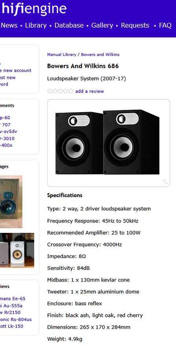 boxe Hi-Fi de raft Bowers & Wilkins B&W 686