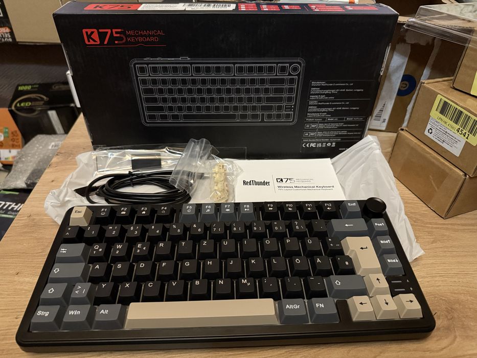 RedThunder K75 Tastatura Mecanica Wireless RGB 75 Hot Swap Bluetooth 2.4GHz USB C Knob Gaming Open Box PC Desktop Laptop
