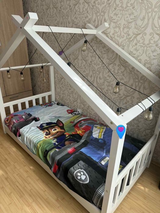 Pat Montessori copii 80x160 alb cu saltea