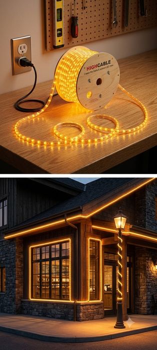 Светодиодная гирлянда дюралайт 100м LED лента шнур, теплое свечение