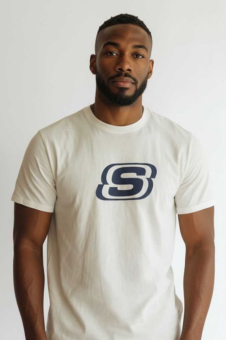 Мъжка тениска, SKECHERS, Heritage Logo, Бяла