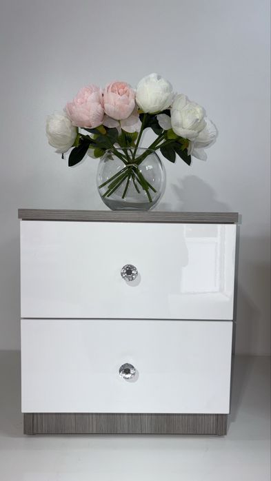 Set 2 noptiere moderne alb lucios
